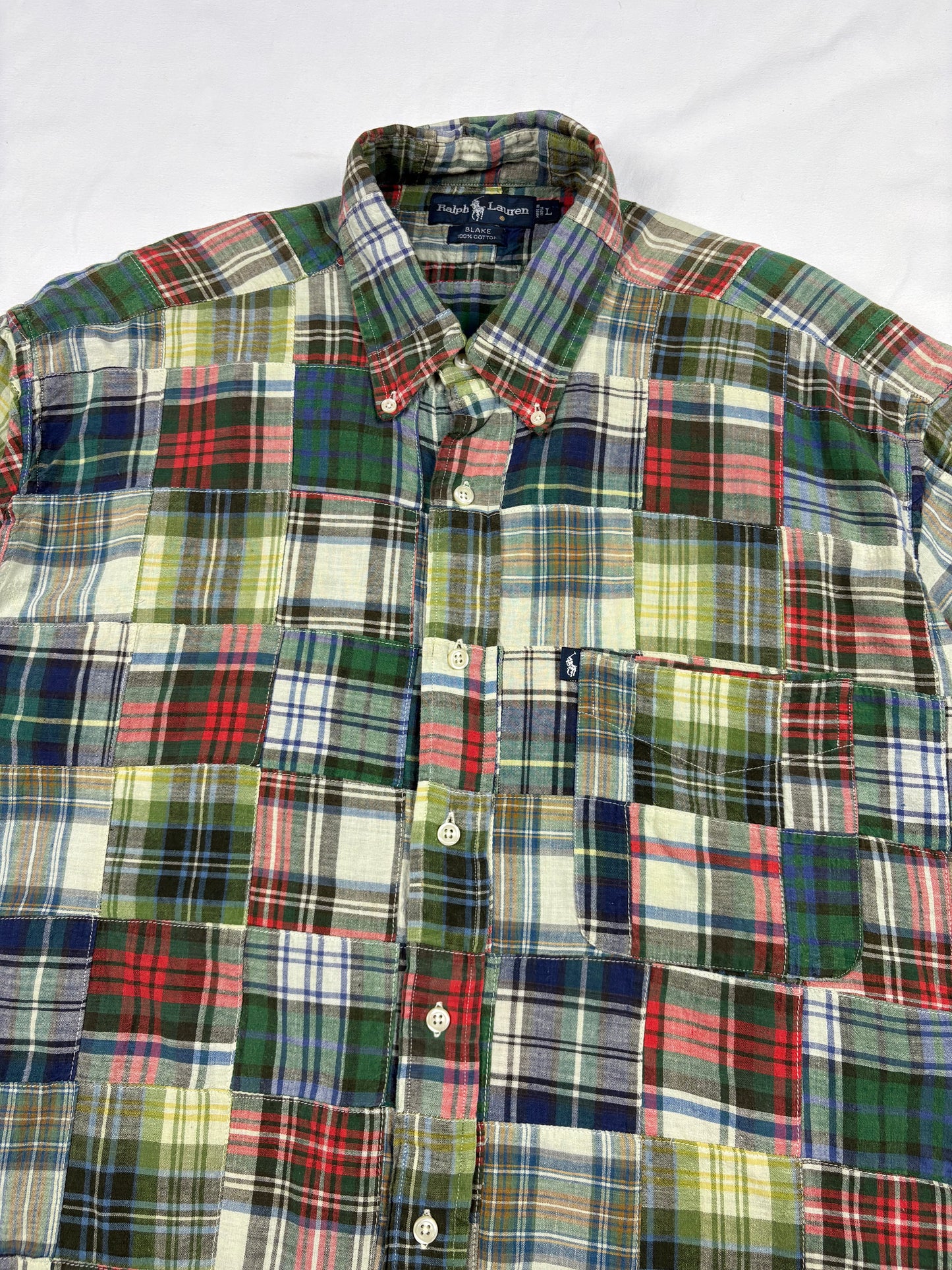 Vintage Ralph Lauren Patchwork Madras Shirt (L)