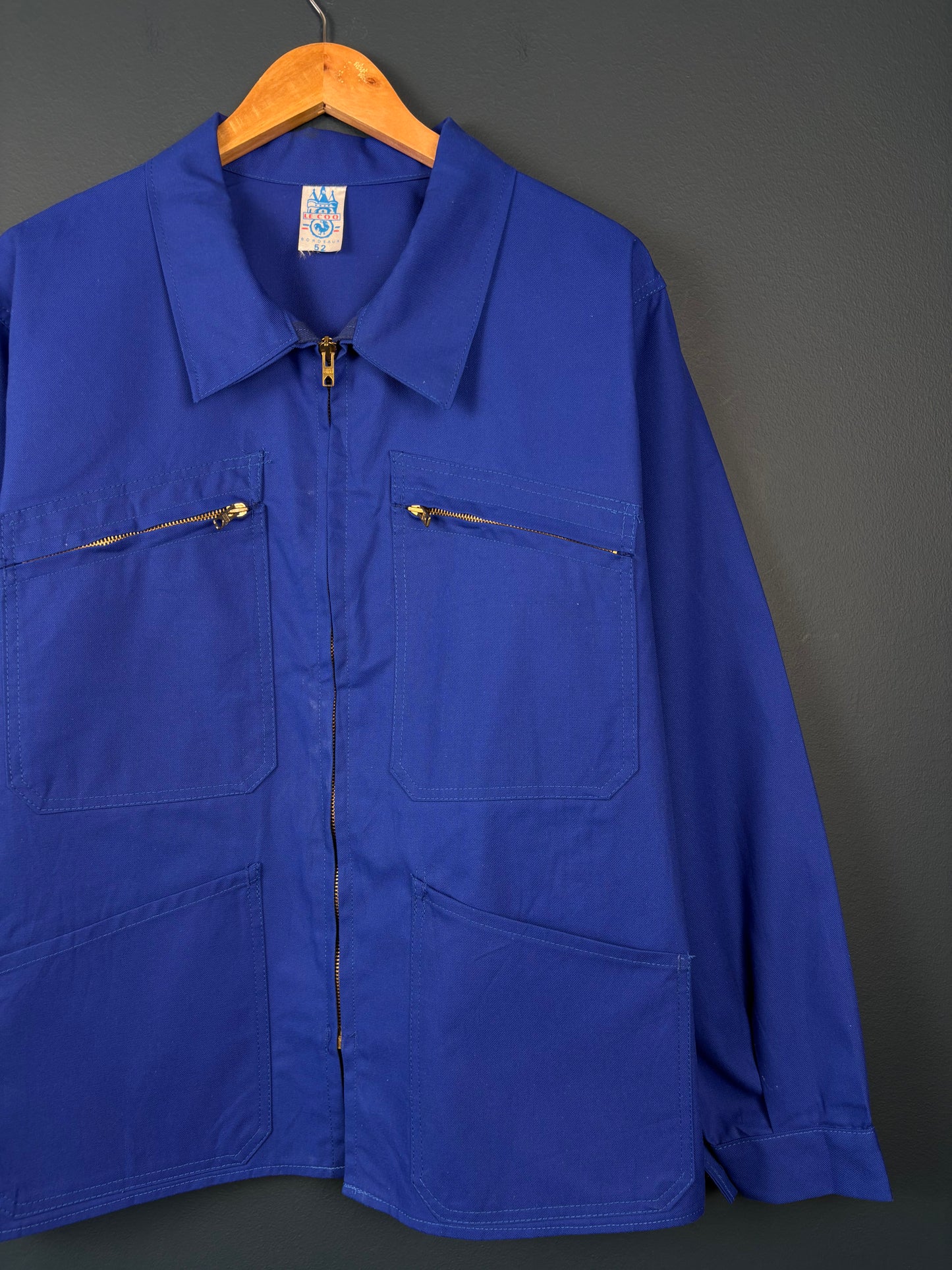True Vintage 1960s Blue French Zip-up Workwear Jacket (L)