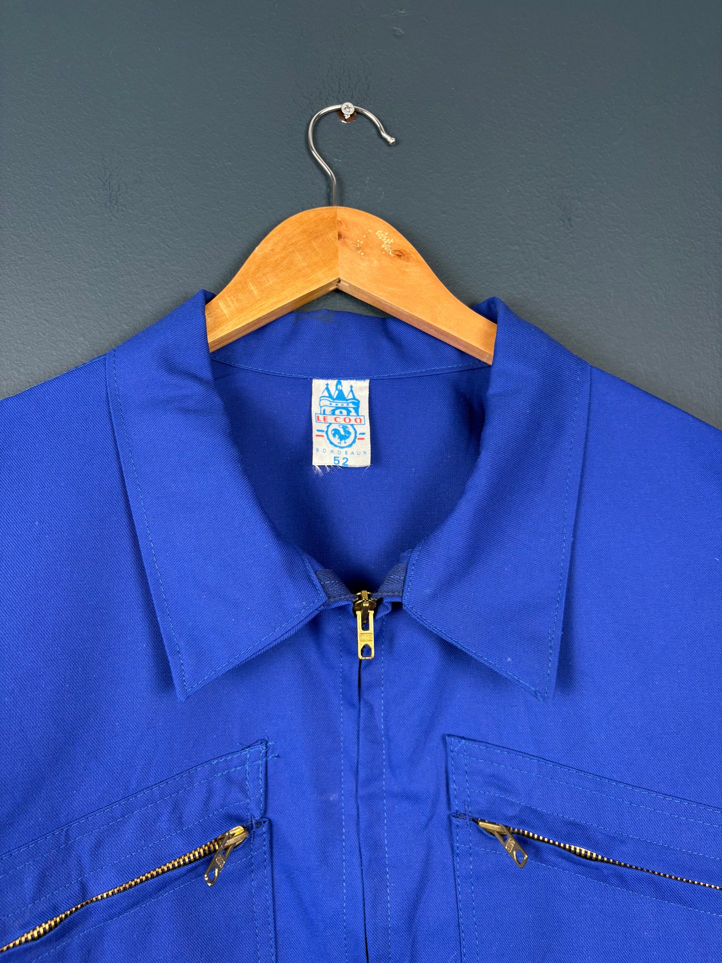 True Vintage 1960s Blue French Zip-up Workwear Jacket (L)