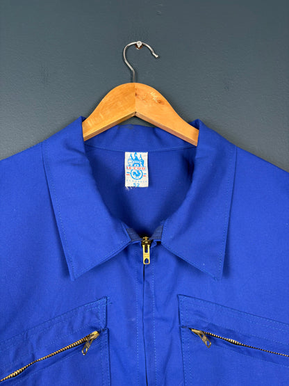 True Vintage 1960s Blue French Zip-up Workwear Jacket (L)