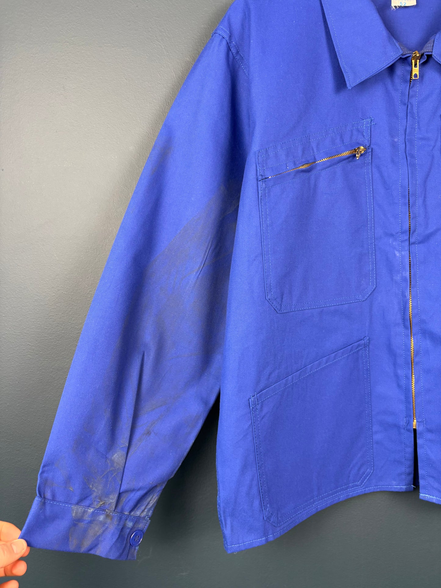 True Vintage 1960s Blue French Zip-up Workwear Jacket (L)