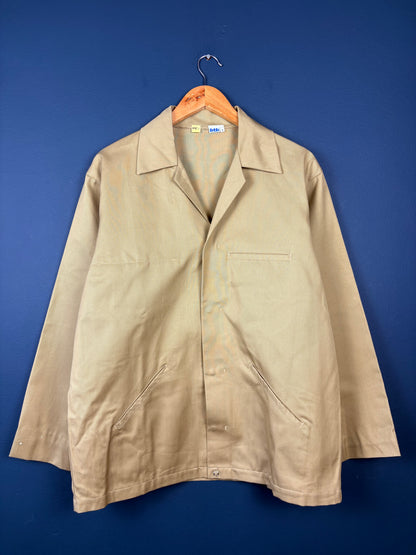 True Vintage 1960s Beige Sanforised Pop Button Chore Jacket (M)