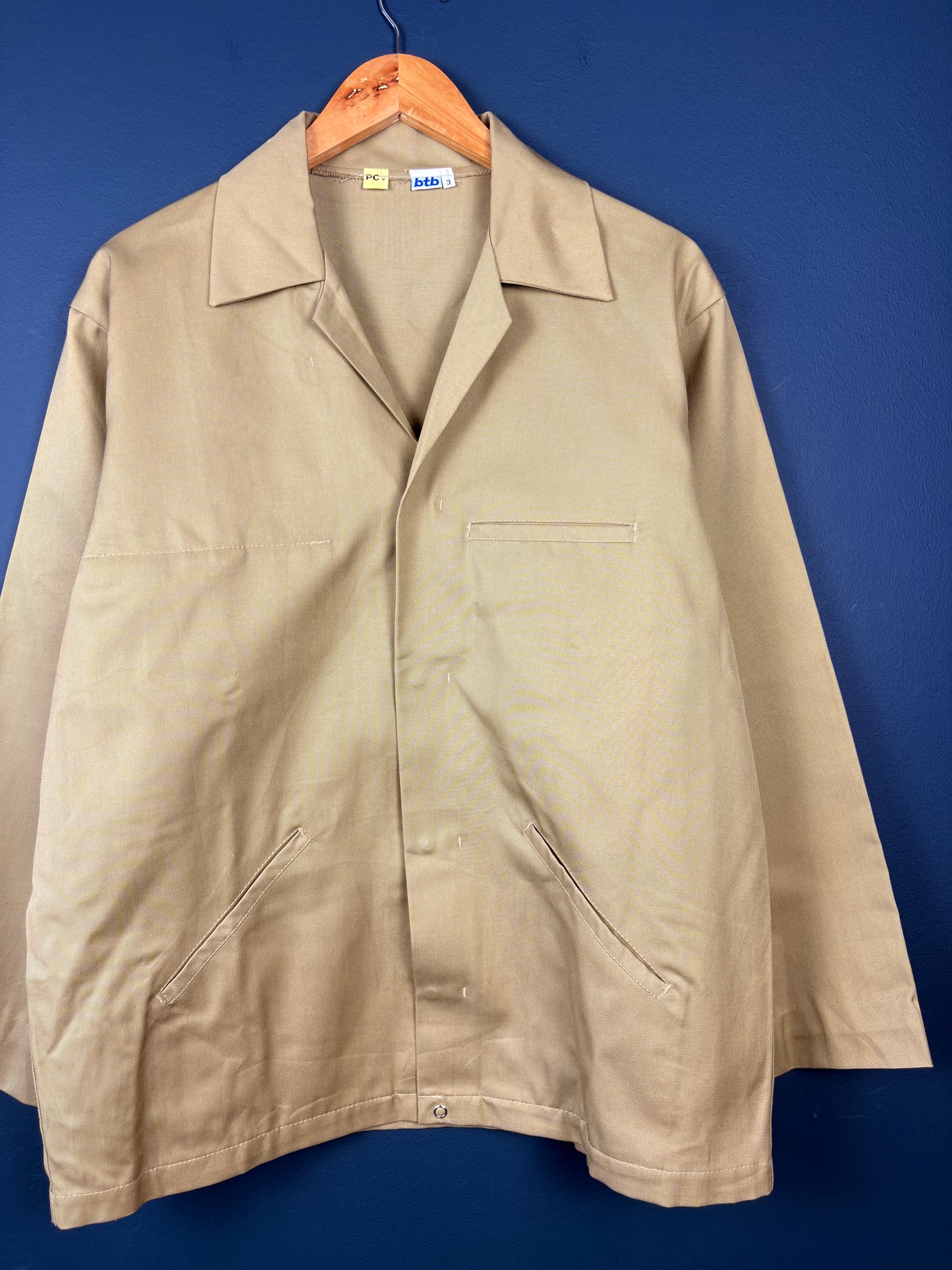 True Vintage 1960s Beige Sanforised Pop Button Chore Jacket (M)