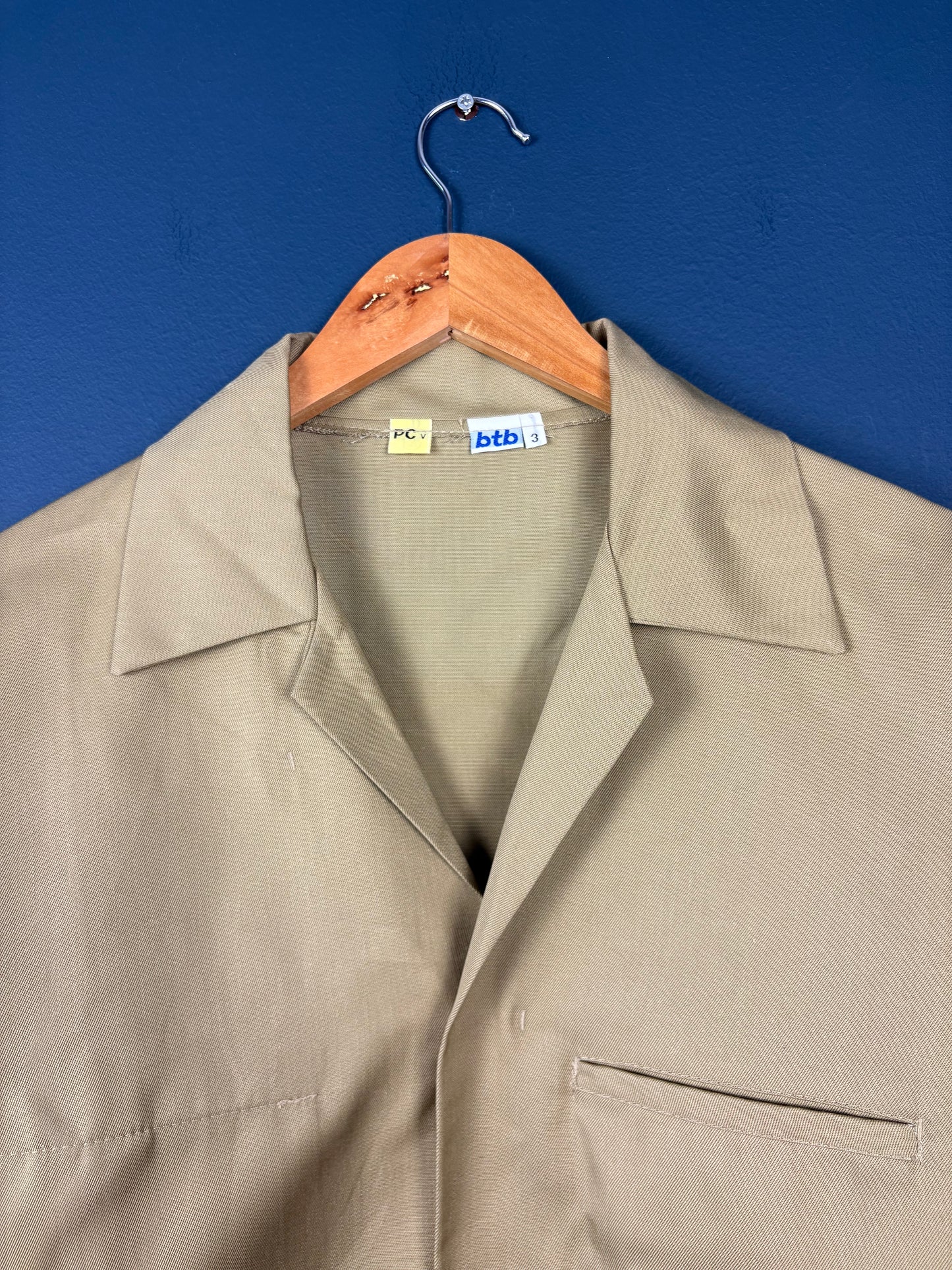 True Vintage 1960s Beige Sanforised Pop Button Chore Jacket (M)