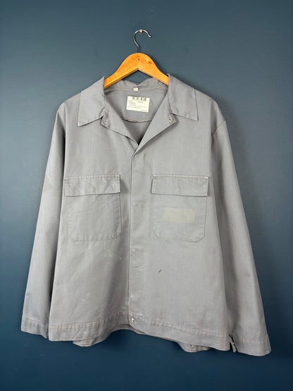 True Vintage 1980s Grey Pop Button French Chore Jacket (L)