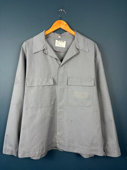 True Vintage 1980s Grey Pop Button French Chore Jacket (L)