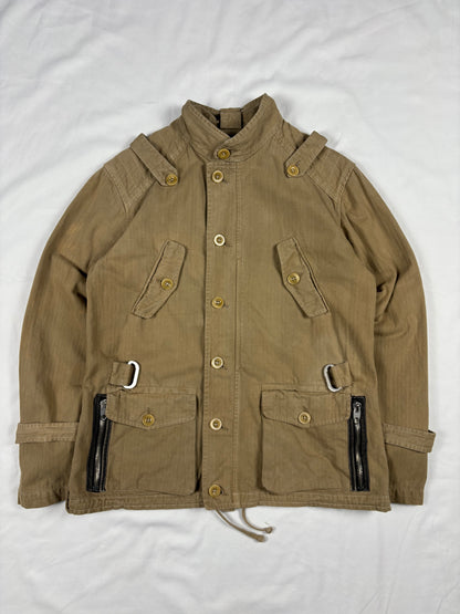 Vintage Pinko Beige Canvas Technical Zip Work Jacket (women's M)