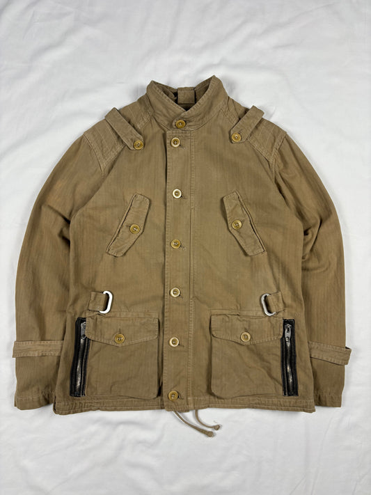 Vintage Pinko Beige Canvas Technical Zip Work Jacket (women's M)