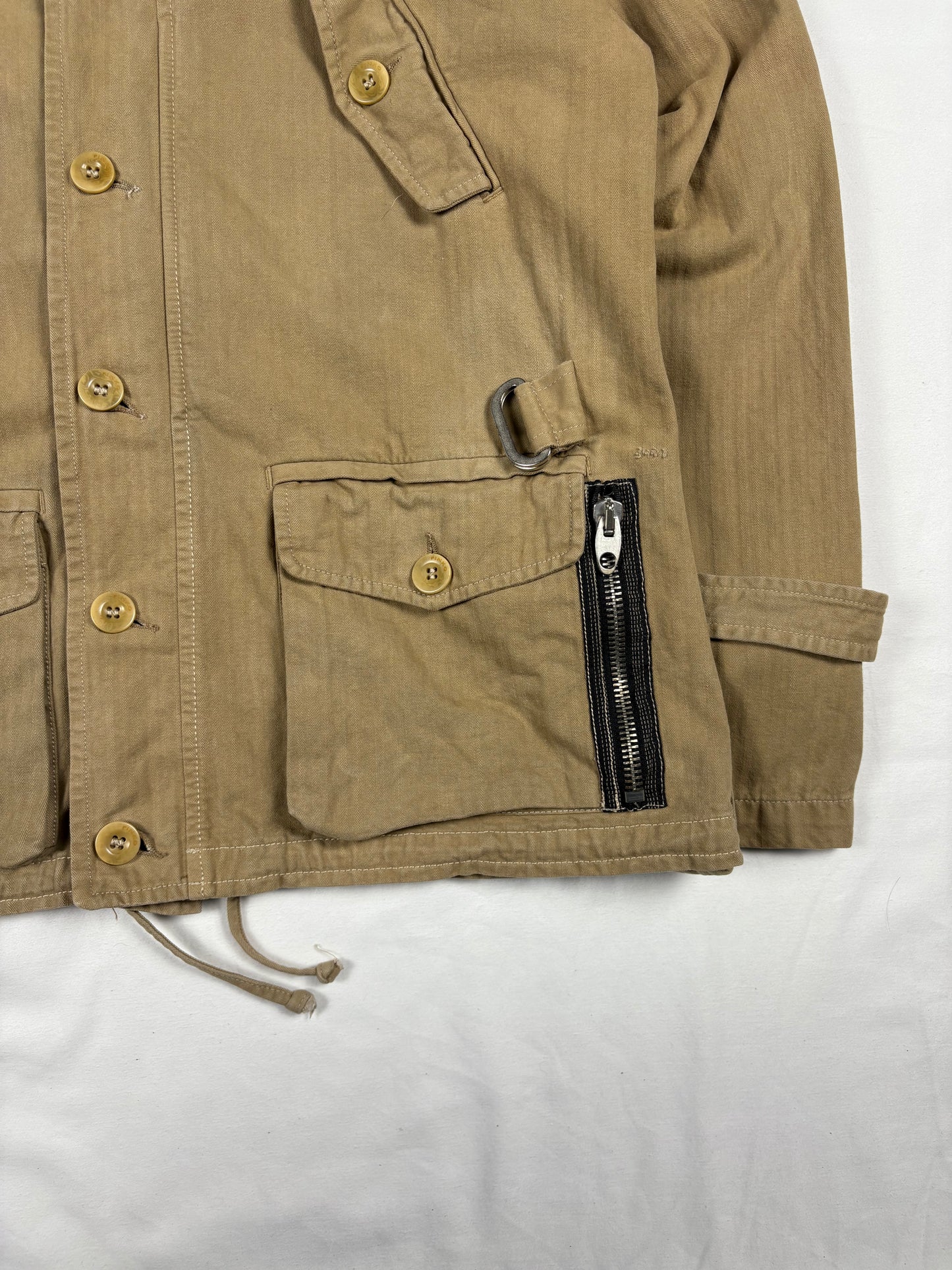 Vintage Pinko Beige Canvas Technical Zip Work Jacket (women's M)