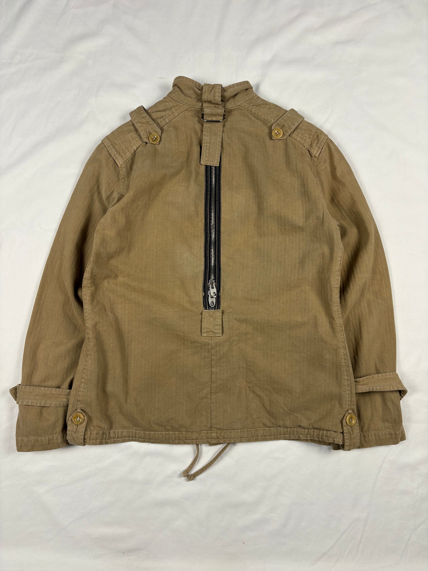 Vintage Pinko Beige Canvas Technical Zip Work Jacket (women's M)