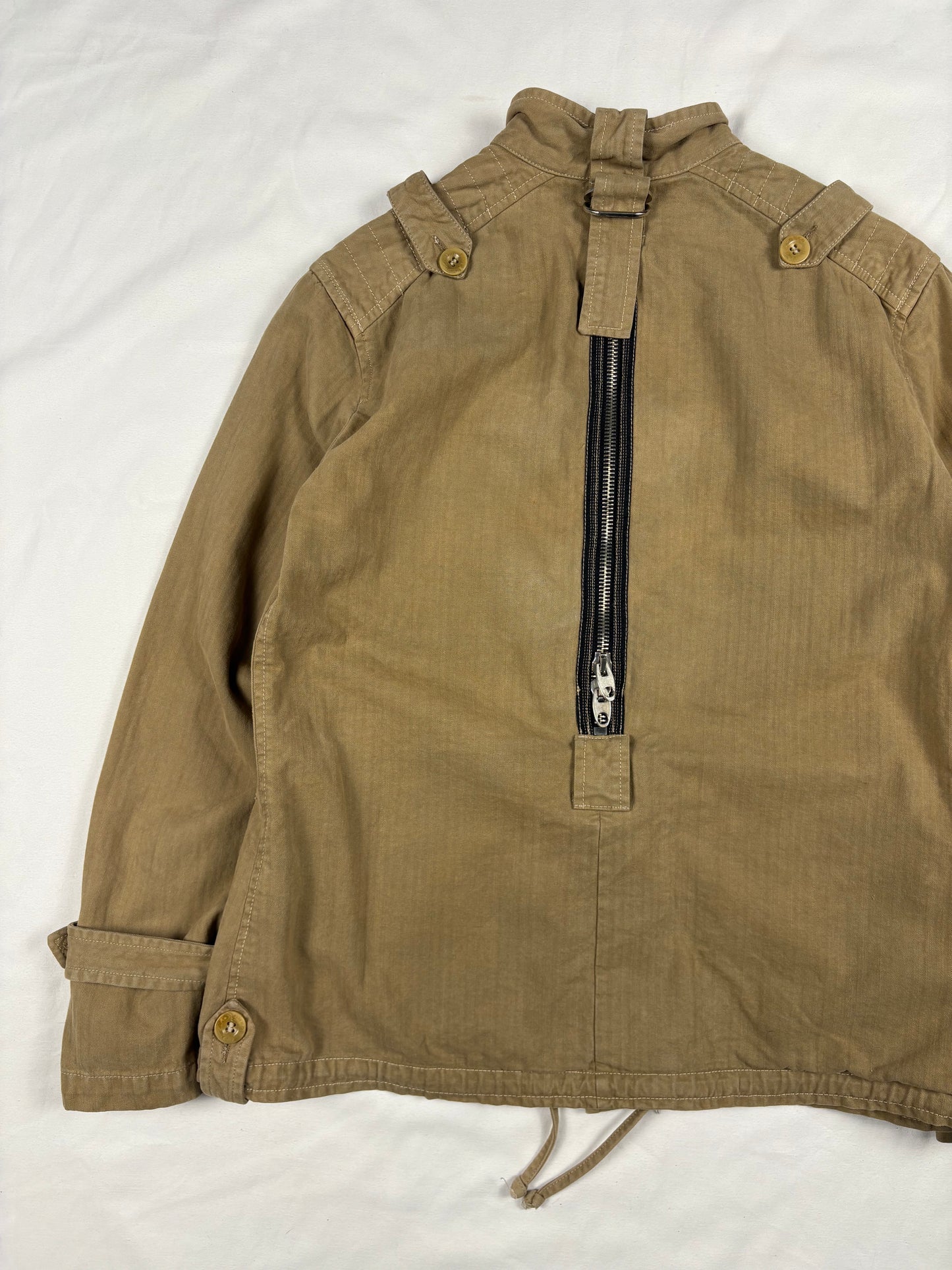 Vintage Pinko Beige Canvas Technical Zip Work Jacket (women's M)