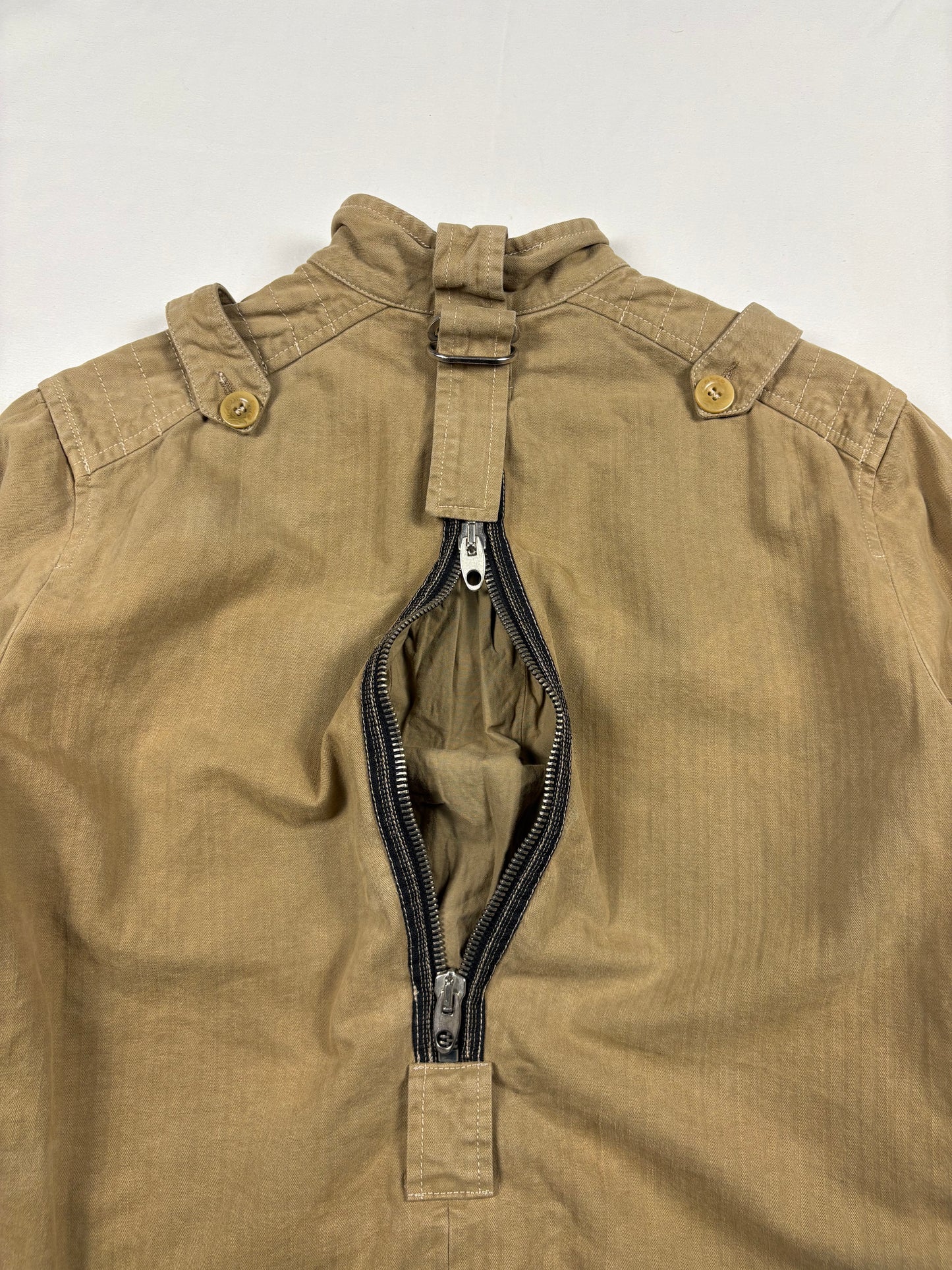 Vintage Pinko Beige Canvas Technical Zip Work Jacket (women's M)