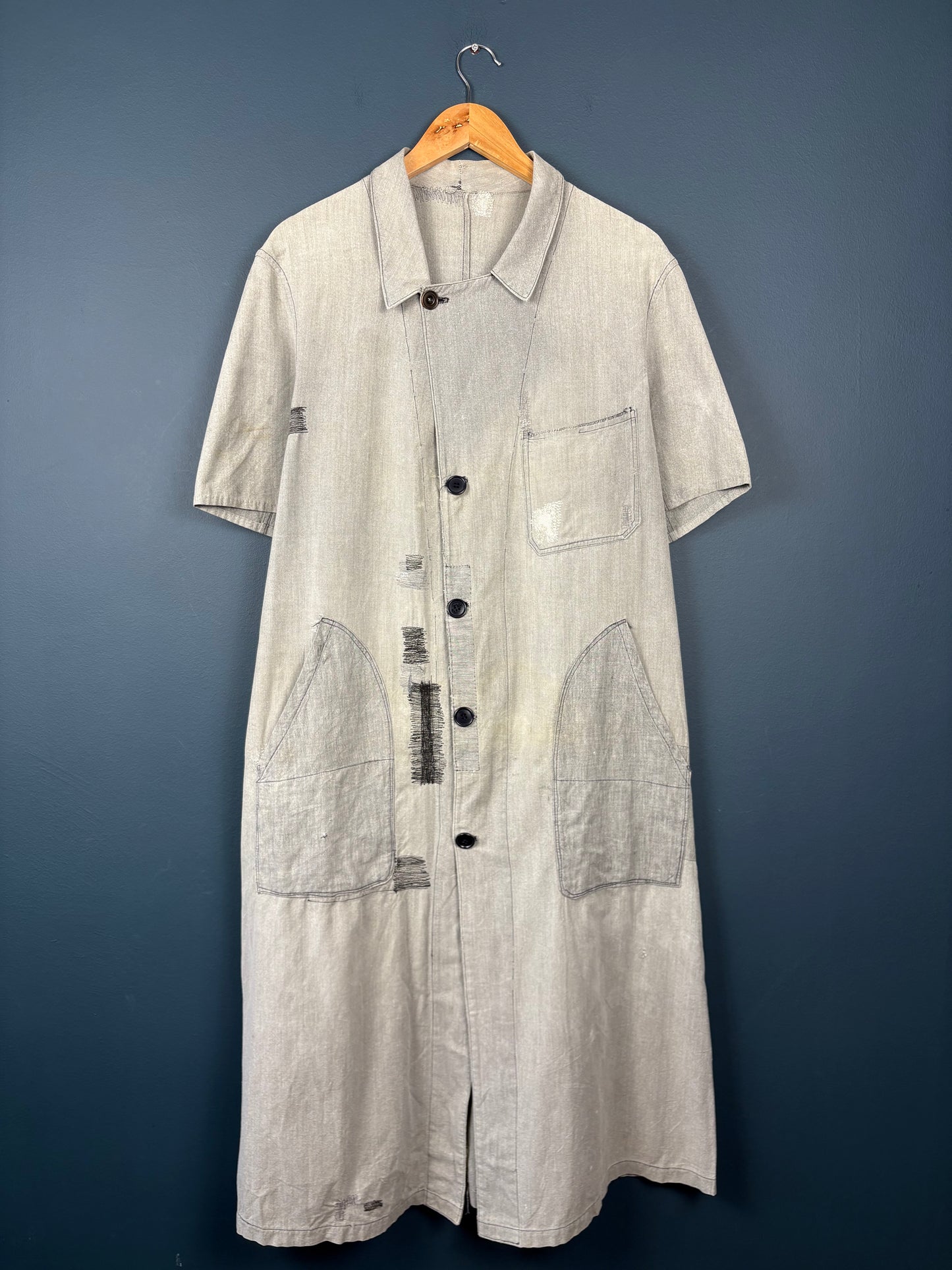 True Vintage 1940/50s Homemade Repairs French Work Jacket (M)