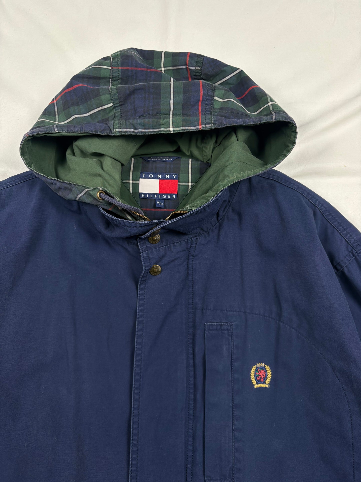 Vintage Tommy Hilfiger Double-Closure Navy Cotton Overcoat (M)