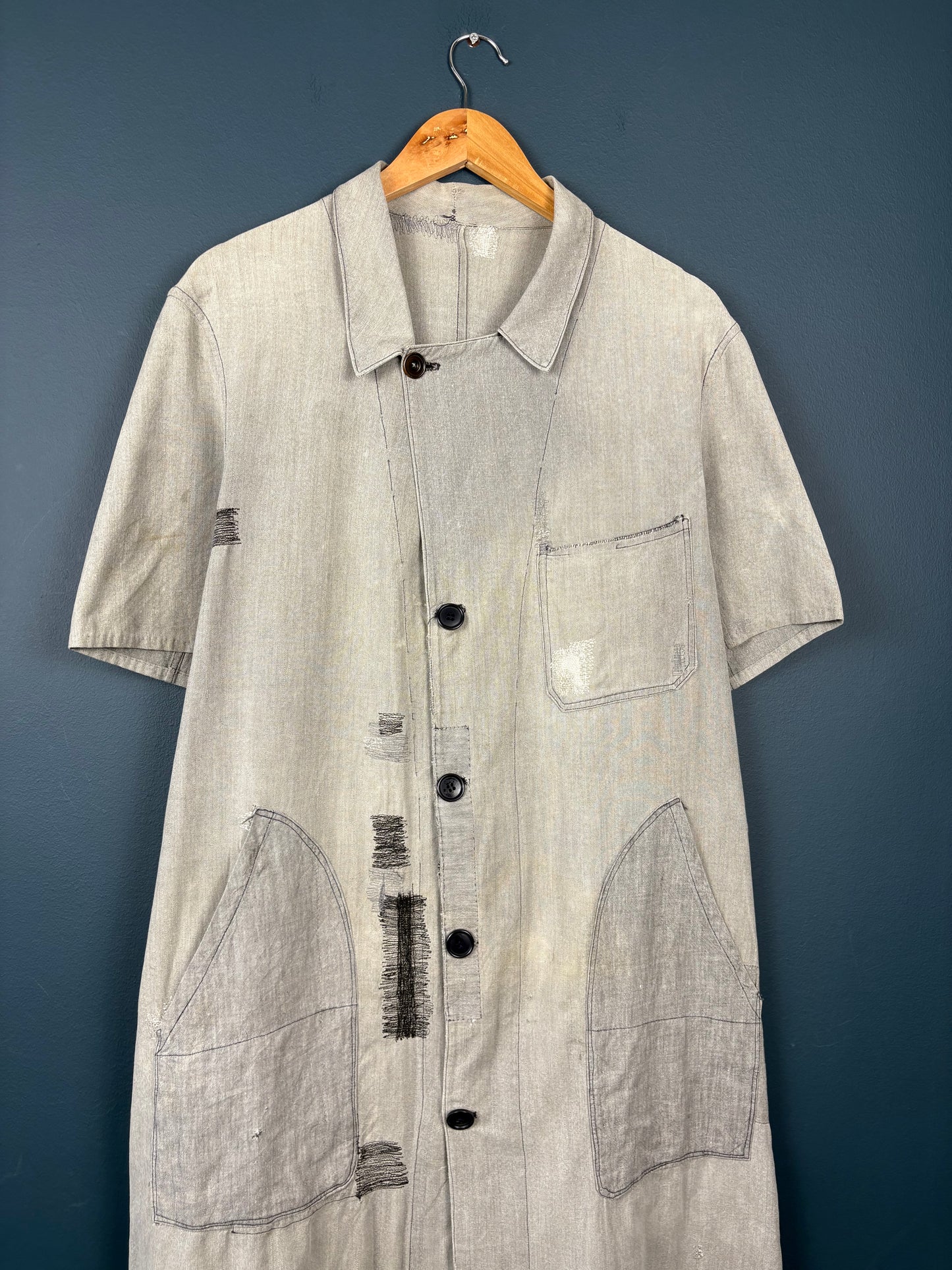True Vintage 1940/50s Homemade Repairs French Work Jacket (M)