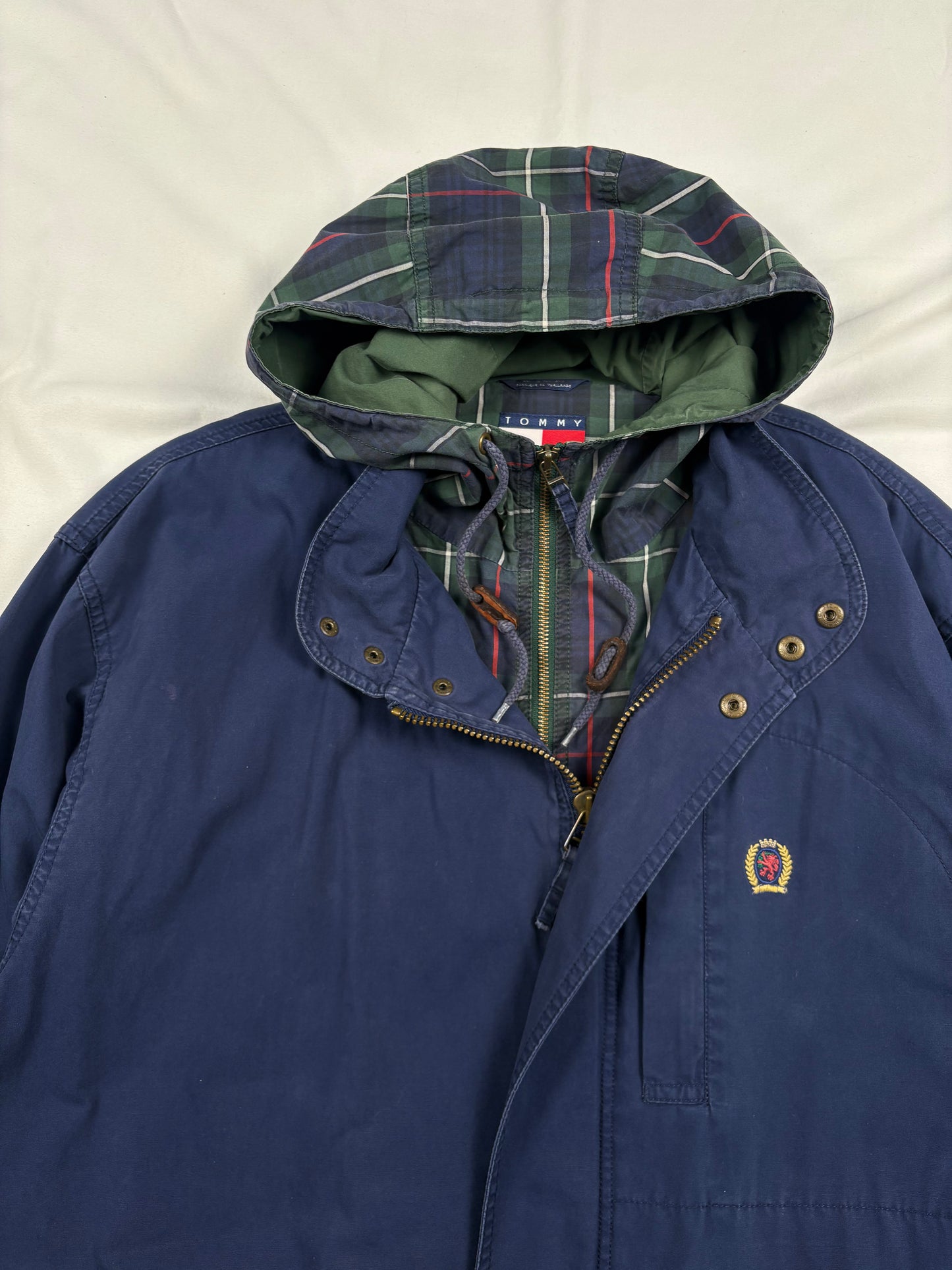 Vintage Tommy Hilfiger Double-Closure Navy Cotton Overcoat (M)