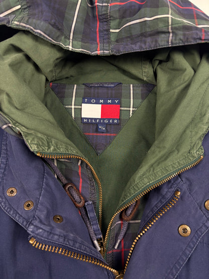 Vintage Tommy Hilfiger Double-Closure Navy Cotton Overcoat (M)