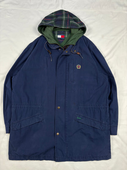 Vintage Tommy Hilfiger Double-Closure Navy Cotton Overcoat (M)