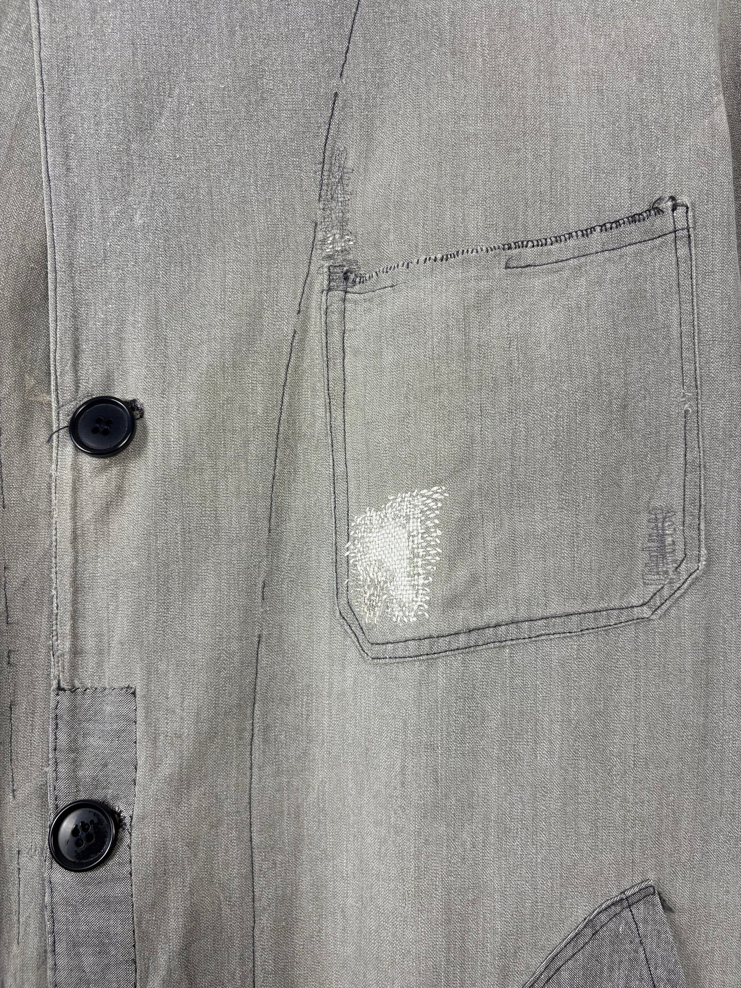 True Vintage 1940/50s Homemade Repairs French Work Jacket (M)