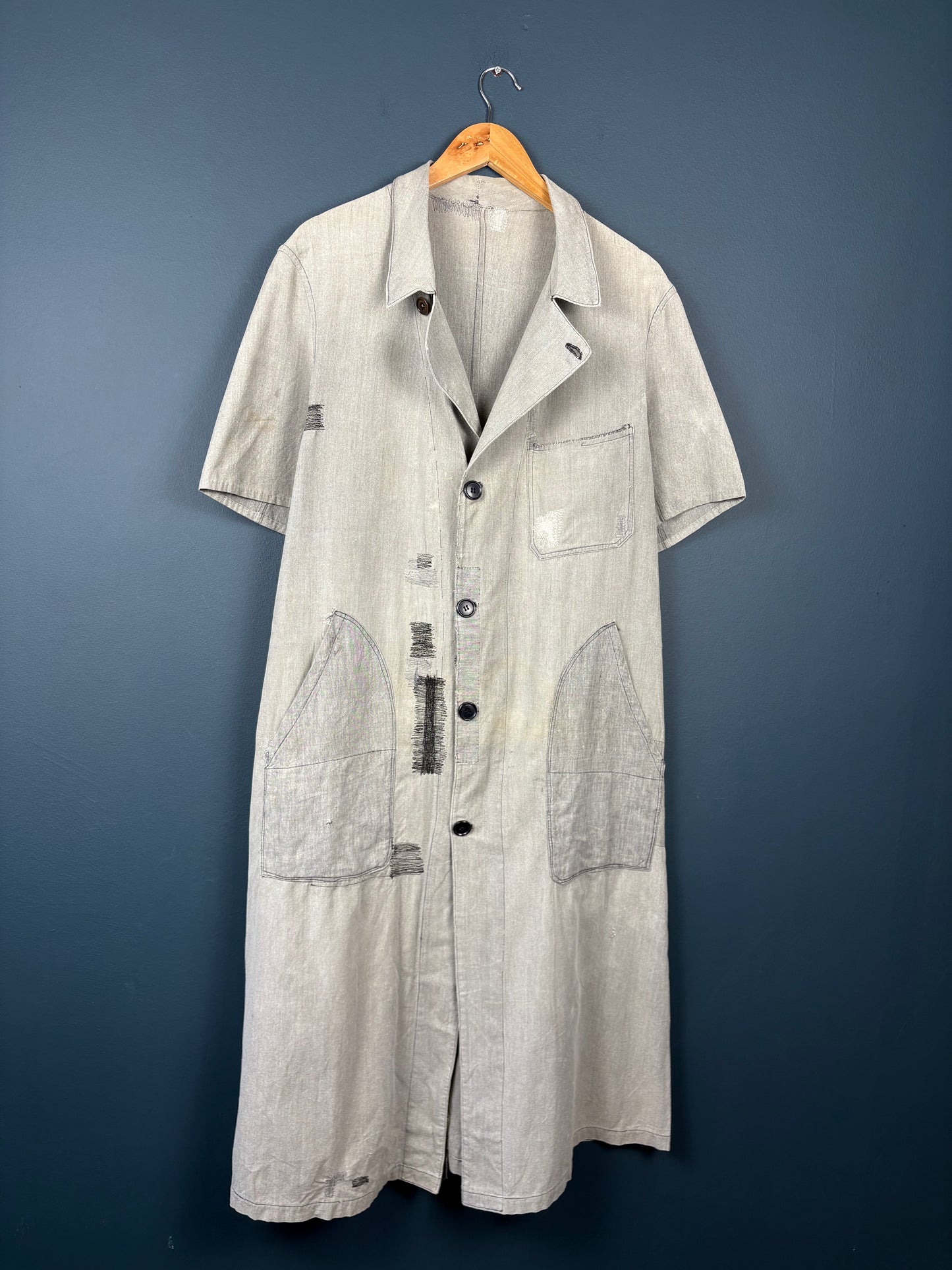 True Vintage 1940/50s Homemade Repairs French Work Jacket (M)