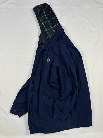 Vintage Tommy Hilfiger Double-Closure Navy Cotton Overcoat (M)