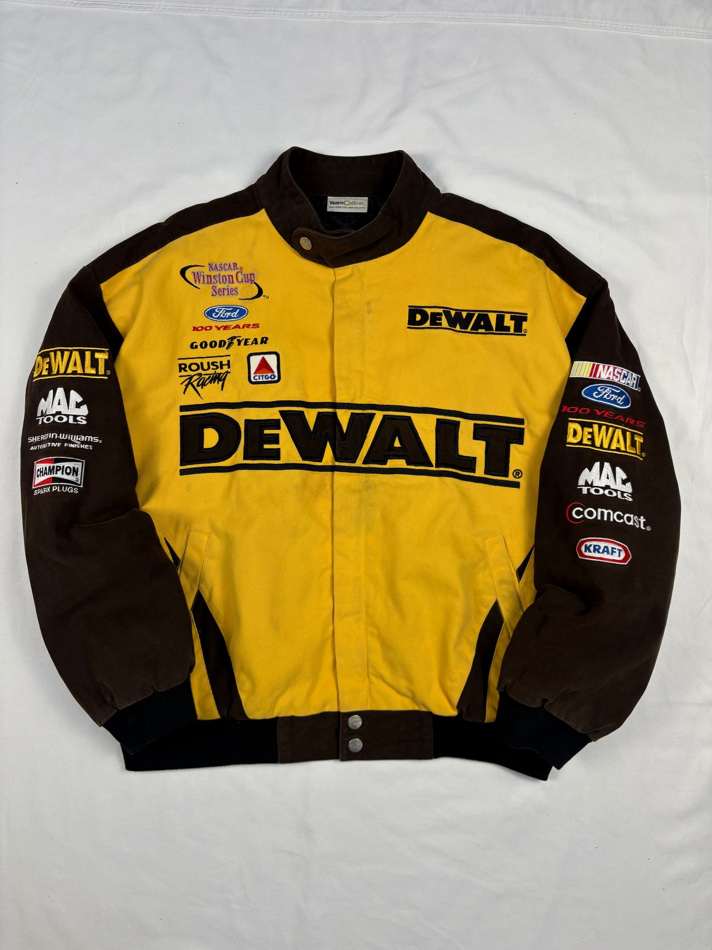 Vintage Nascar 90s Brown + Yellow Racing Jacket (L)