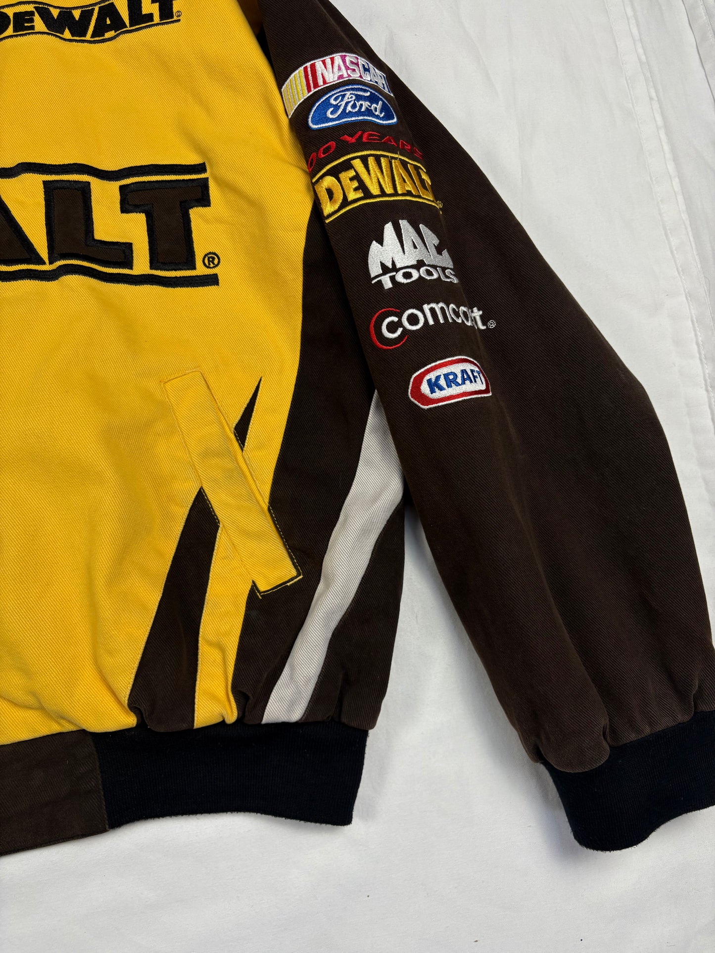 Vintage Nascar 90s Brown + Yellow Racing Jacket (L)