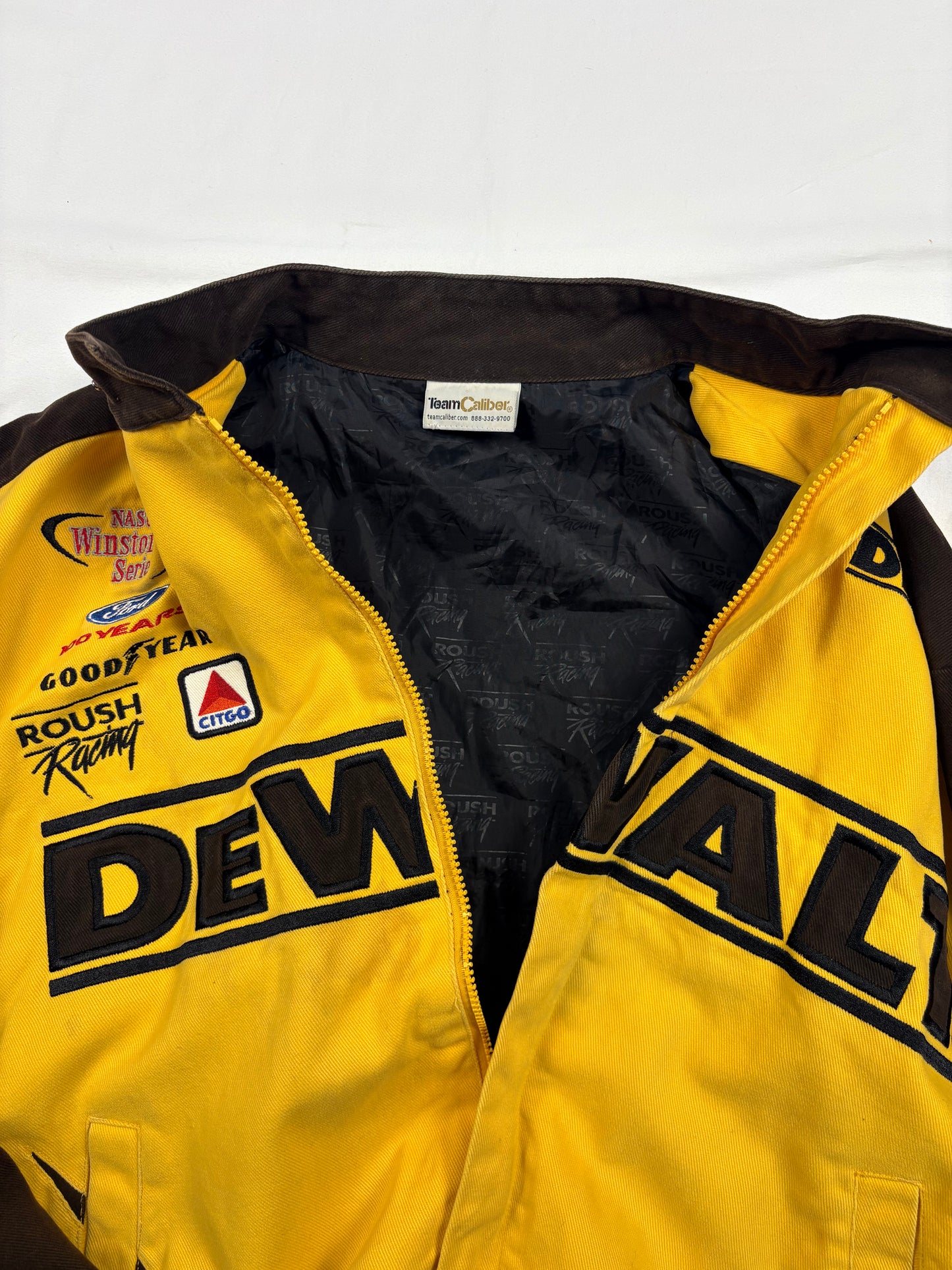 Vintage Nascar 90s Brown + Yellow Racing Jacket (L)