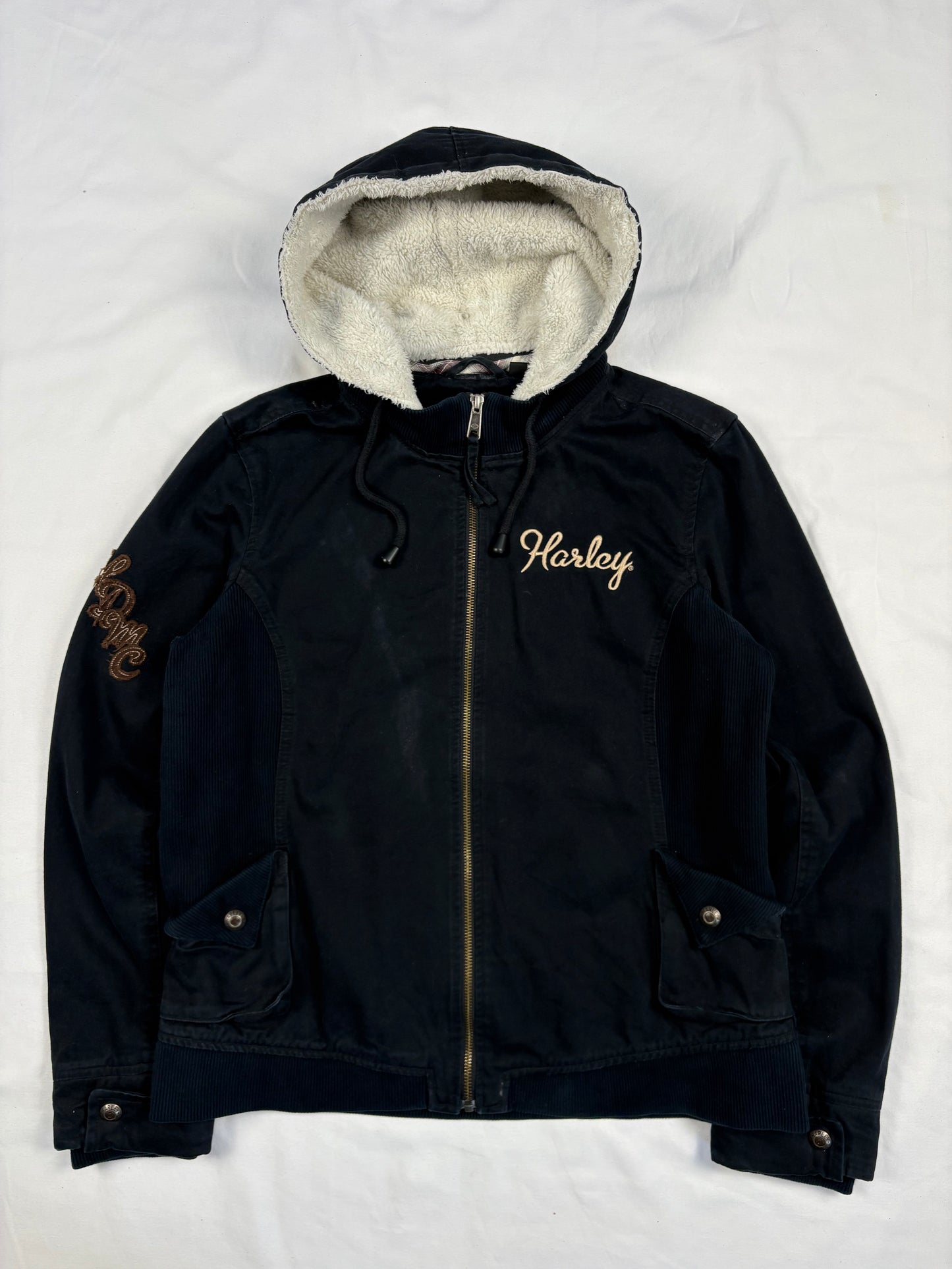 Vintage Harley Davidson Canvas Zip Up Biker Jacket (women's M)