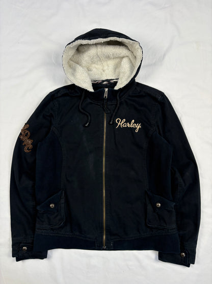 Vintage Harley Davidson Canvas Zip Up Biker Jacket (women's M)