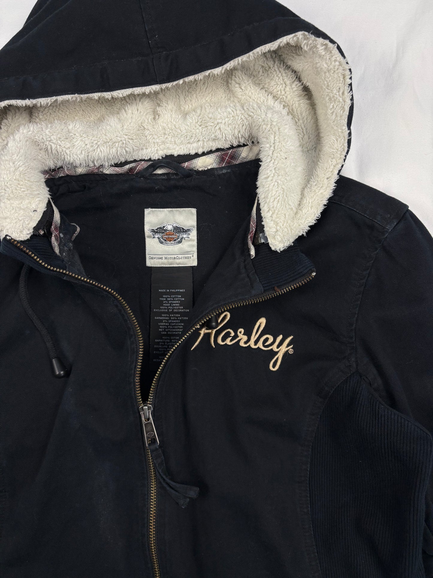 Vintage Harley Davidson Canvas Zip Up Biker Jacket (women's M)