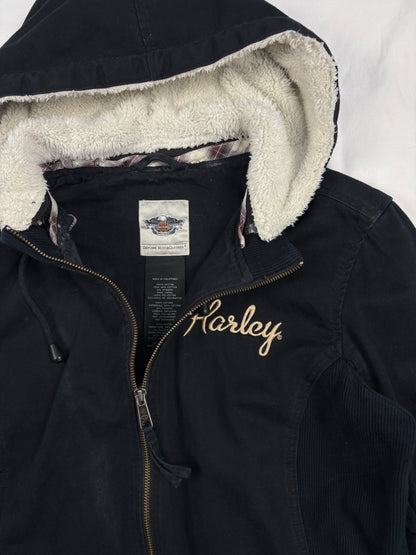 Vintage Harley Davidson Canvas Zip Up Biker Jacket (women's M)