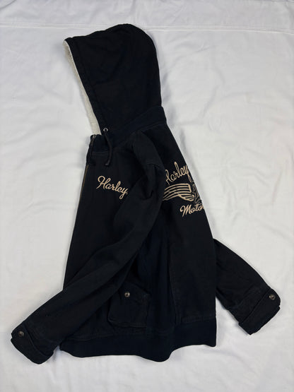 Vintage Harley Davidson Canvas Zip Up Biker Jacket (women's M)