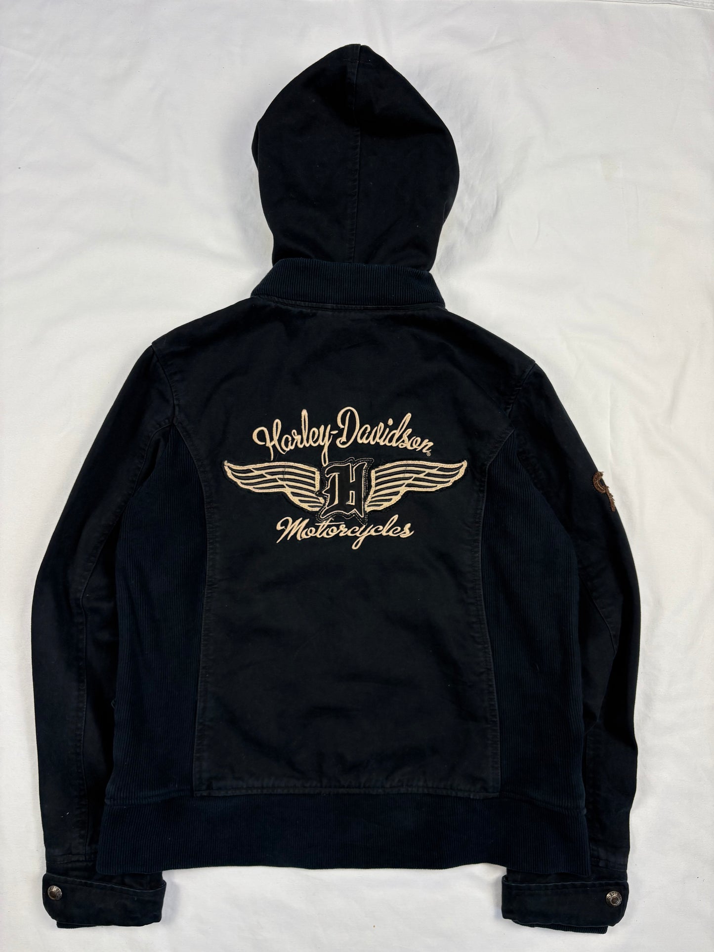 Vintage Harley Davidson Canvas Zip Up Biker Jacket (women's M)