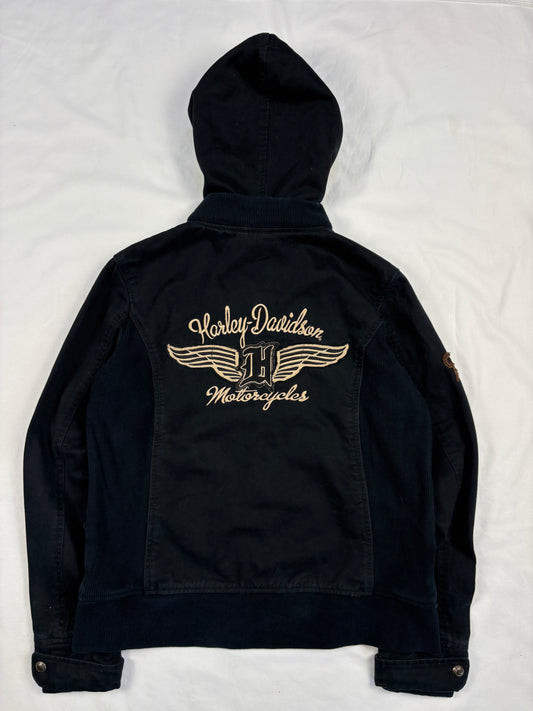 Vintage Harley Davidson Canvas Zip Up Biker Jacket (women's M)