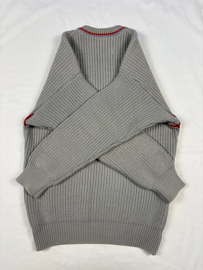 True Vintage 80s Italian Made Heavy Knit Grey Sweater (M)