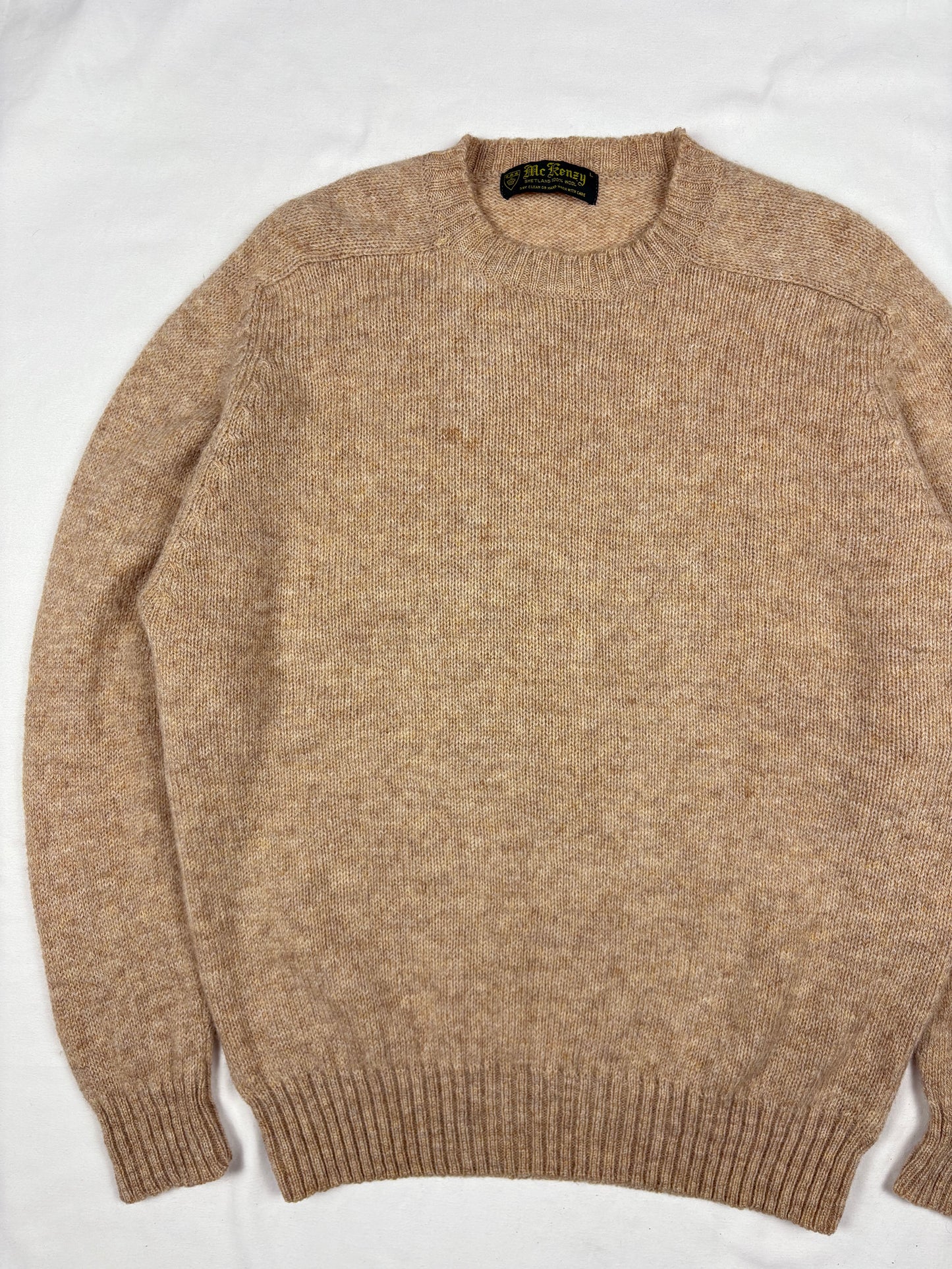 True Vintage 70s Scottish Shetland Wool Beige Sweater (L)
