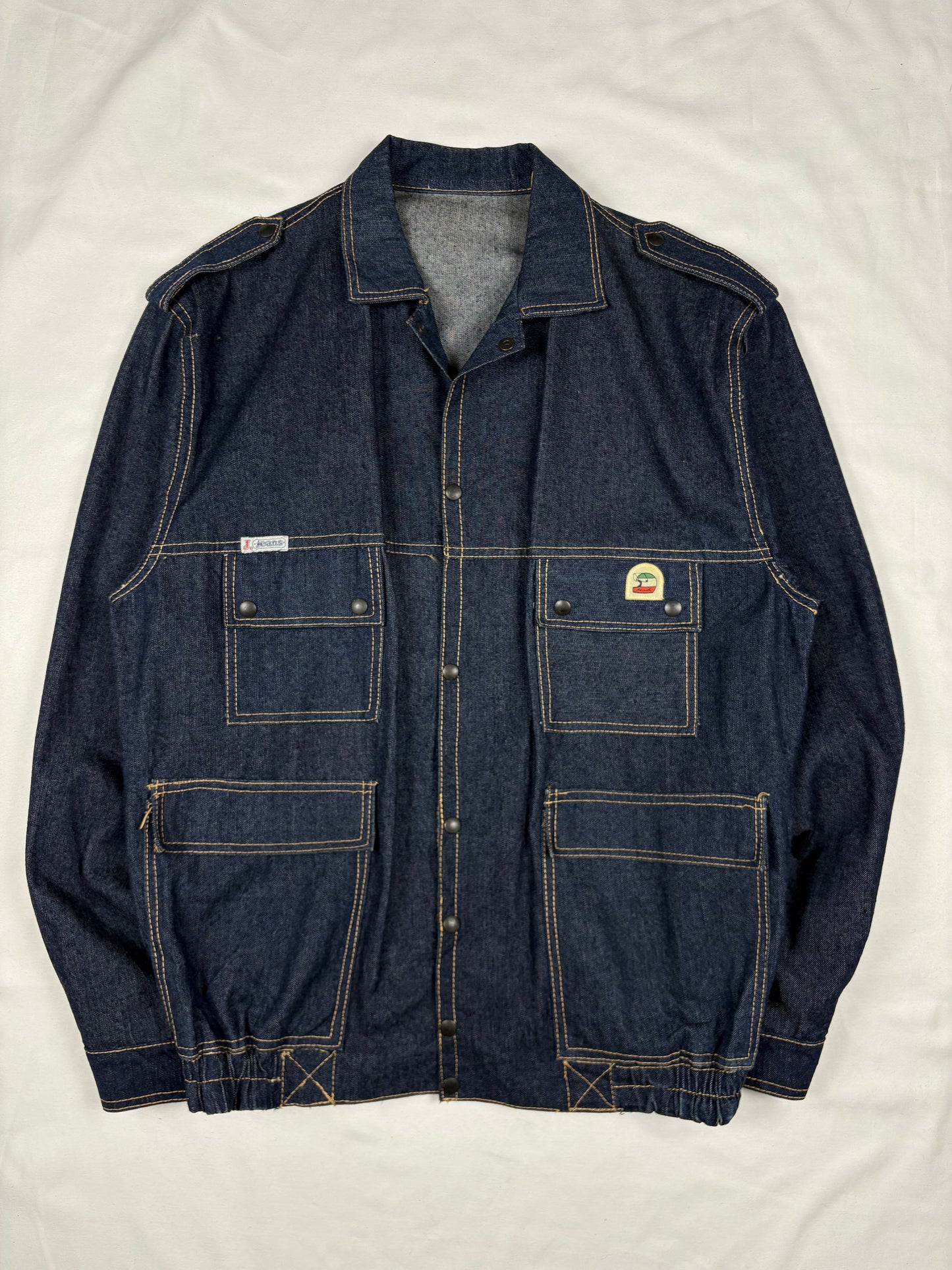 True Vintage 80s Italian Made Dark Denim Technical Jacket (L)