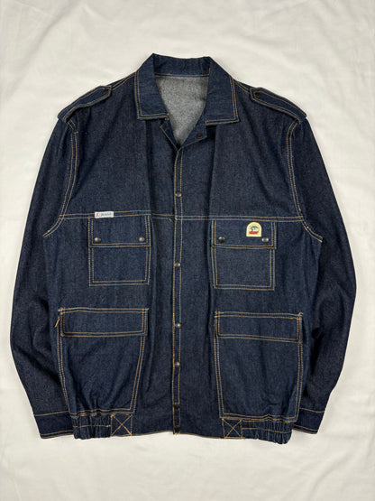 True Vintage 80s Italian Made Dark Denim Technical Jacket (L)