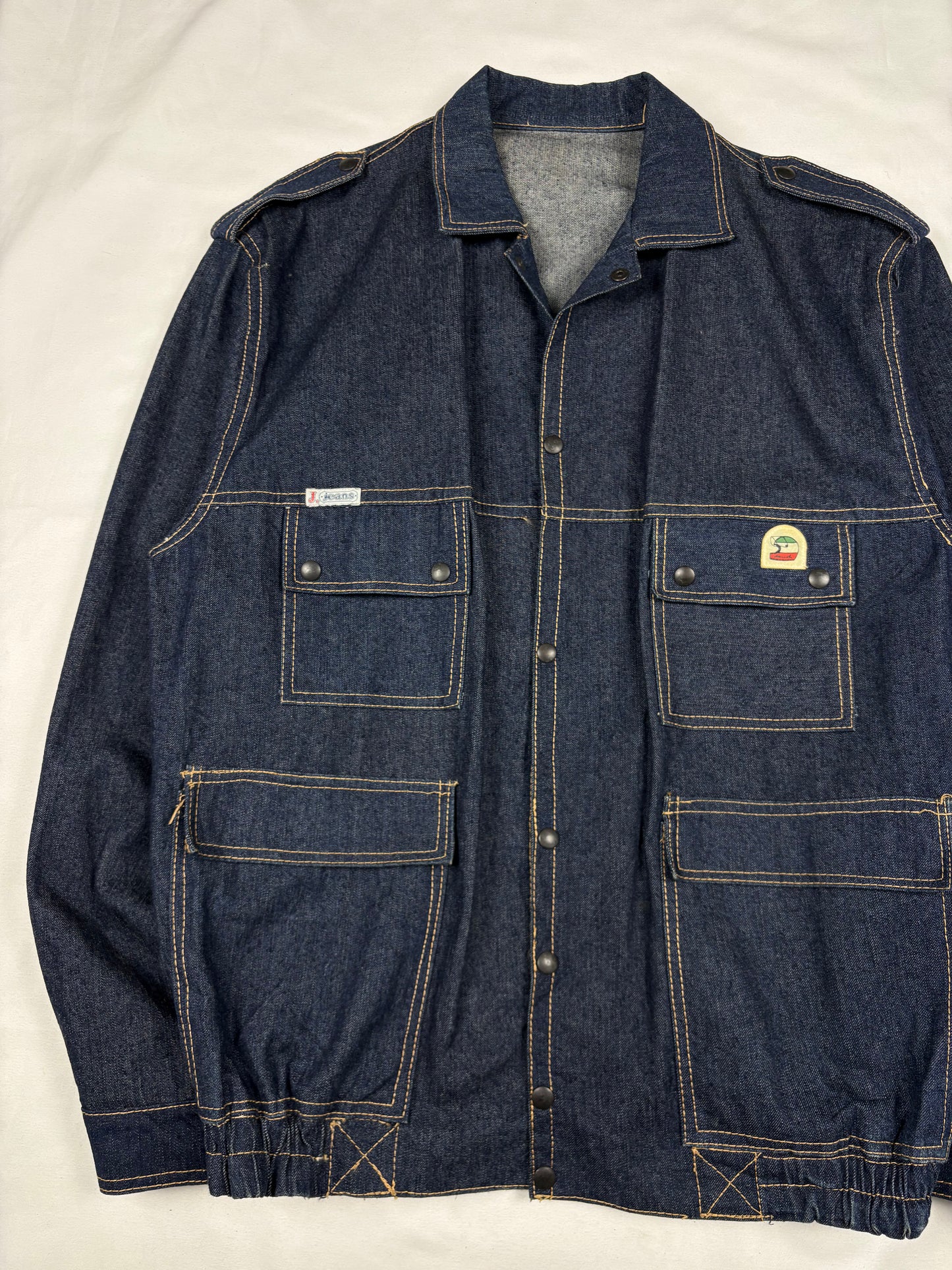True Vintage 80s Italian Made Dark Denim Technical Jacket (L)