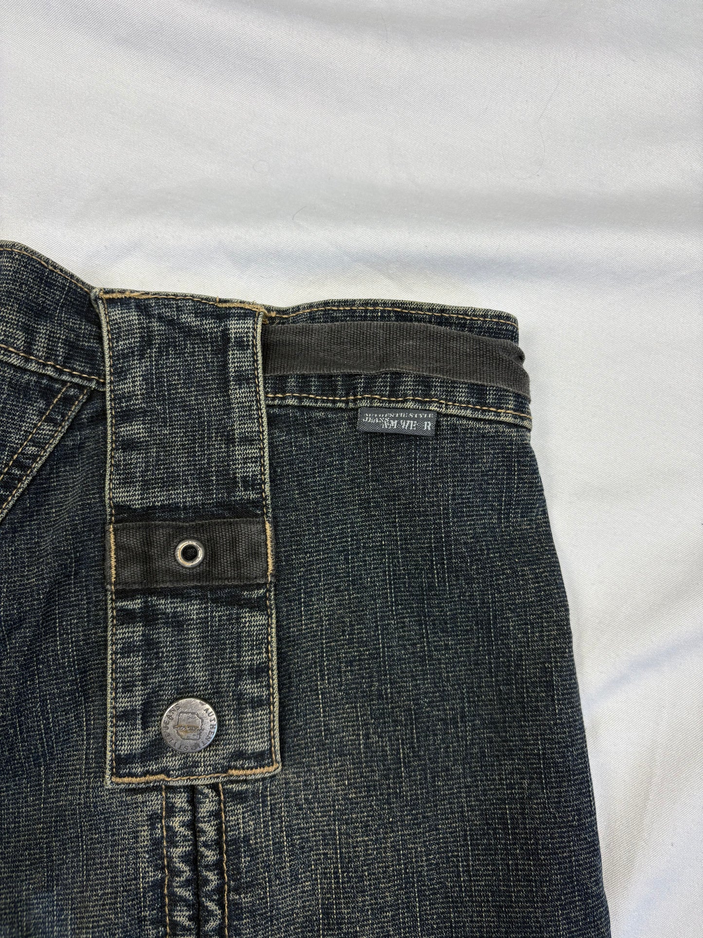 Vintage Dark Wash Wide Leg Grunge Denim Jeans (32x30)