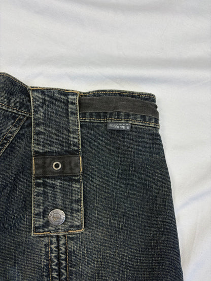 Vintage Dark Wash Wide Leg Grunge Denim Jeans (32x30)