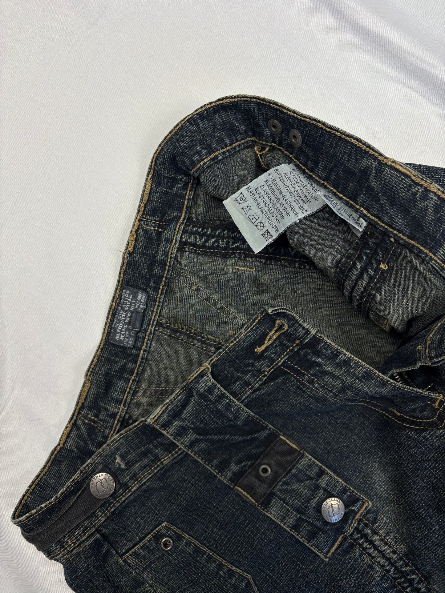 Vintage Dark Wash Wide Leg Grunge Denim Jeans (32x30)