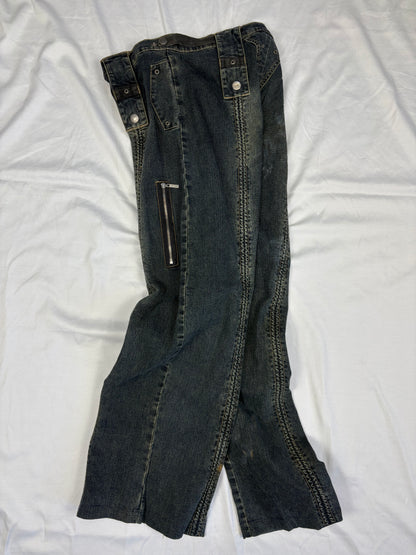Vintage Dark Wash Wide Leg Grunge Denim Jeans (32x30)