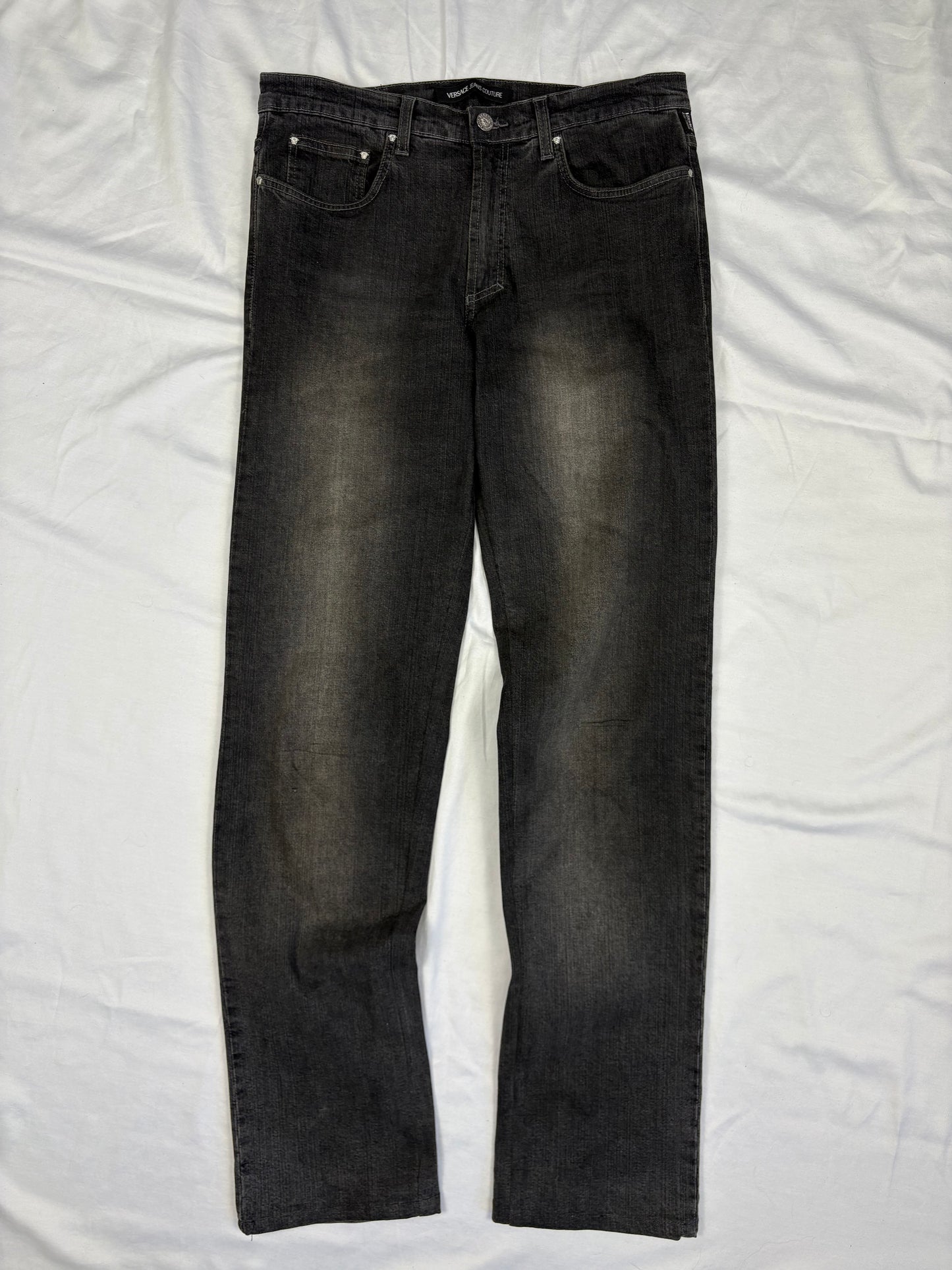 Vintage Versace Dark Grey Relaxed Denim Jeans (32x32)