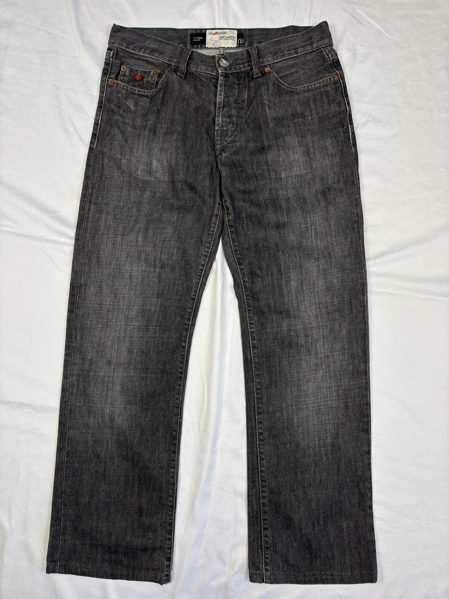 Vintage Energie Wide Leg Wash Grey Denim Jeans (32x30)