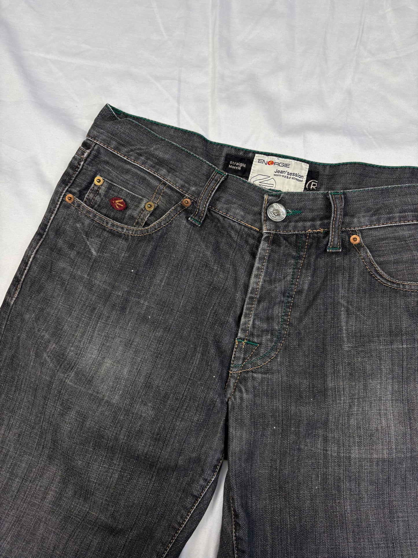 Vintage Energie Wide Leg Wash Grey Denim Jeans (32x30)