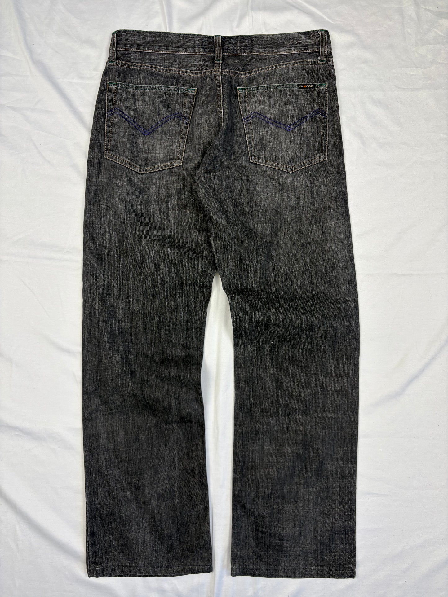 Vintage Energie Wide Leg Wash Grey Denim Jeans (32x30)