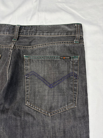 Vintage Energie Wide Leg Wash Grey Denim Jeans (32x30)