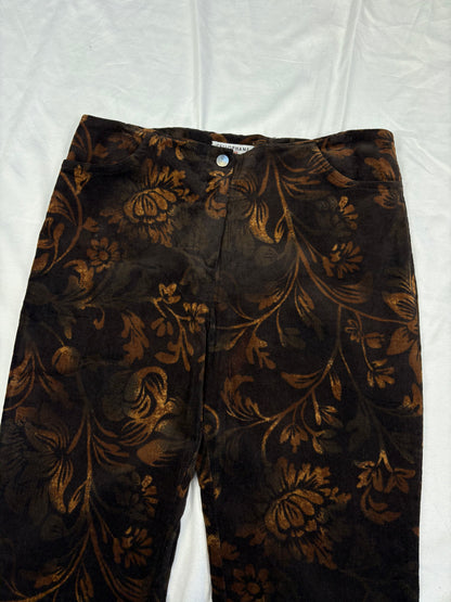 Vintage Cellophane Crushed Velvet Brown Bootcut Trousers (28x30)